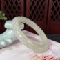 Natural Certified Hand Carved Ruyi Bat Green Lake Floating Dandelion Hetian Nephrite Bangle 52MM