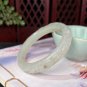 Natural Certified Hand Carved Ruyi Bat Green Lake Floating Dandelion Hetian Nephrite Bangle 52MM