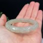 Natural Certified Hand Carved Ruyi Bat Green Lake Floating Dandelion Hetian Nephrite Bangle 52MM