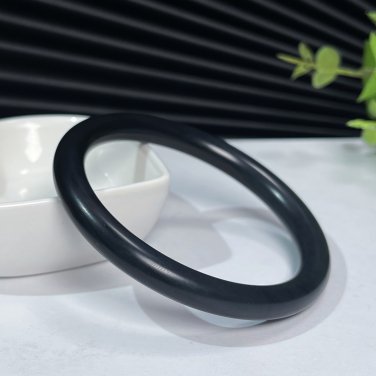 Natural Certificated Exquisite Black Mutton Fat Hetian Nephrite Bangle 59MM