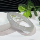 Natural Certified Smoky Gray Floating Sugar Two Dragons with Ball Hetian Nephrite Bangle 55+MM