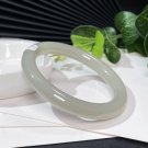 Natural Certificated Smoky Gray Floating Cyan Hetian Nephrite Bangle 59MM