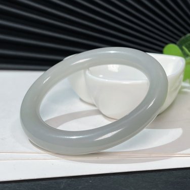Natural Certificated Smoky Purple Hetian Nephrite Round Bangle 54MM