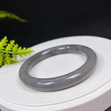 Natural Certificated Smoky Purple Hetian Nephrite Round Bangle 59MM