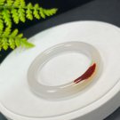 Madagascar Agate Bangle 52MM Icy Translucent White Floating Red Round