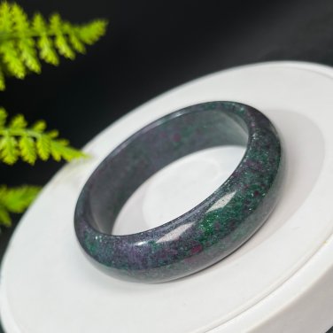 Brazilian Ruby Zoisite Bangle 57MM Blue Green Red July Birthstone