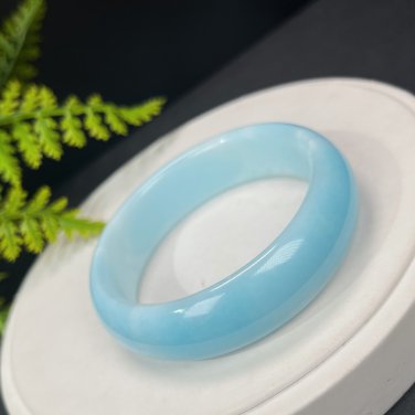 Hemimorphite Bangle 58+MM Icy Porcelain Luster Crystallization Light Blue White