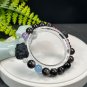 Mix Gemstones Beaded Bracelet Carved Nine Tailed Fox, Obsidian Garnet Aquamarine Amethyst