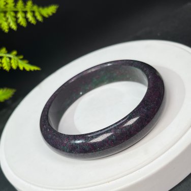 Brazilian Ruby Zoisite Bangle 63MM Crystallization Blue Green Red July Birthstone
