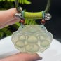 Ruyi Xiuyan Jade Pendant Necklace Icy Mildness Light Yellow Green Hand Carved Calabash Peony