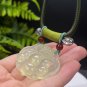 Ruyi Xiuyan Jade Pendant Necklace Icy Mildness Light Yellow Green Hand Carved Calabash Peony