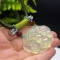 Ruyi Xiuyan Jade Pendant Necklace Icy Mildness Light Yellow Green Hand Carved Calabash Peony