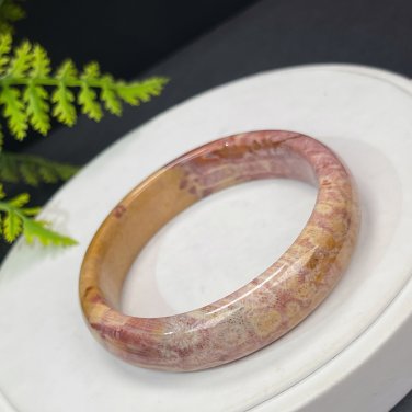 Fossilized Coral Bangle 60MM Porcelain Luster Celestial Eye Lemon Blossom Phoenix Tail