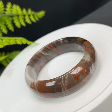 Silicified Jade Bangle 52MM Porcelain Luster Crystallization Multicolored