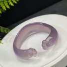 Madagascar Purple Agate Open Bangle 60MM High Icy Transparent Hand Carved Cat's Paw Crown Style