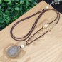 Yanyuan Agate Oval Pendant Necklace Matte Pink Green Hand Carved Peony &ccedil;��&aelig;&ordm;�&ccedil;��&ccedil;��