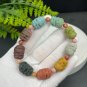 Alxa Agate Bracelet Matte Multi-color Carved Elephant Deity