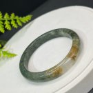 Yellow Green Phantom Quartz Bangle 55MM Icy Translucent Multi-inclusions Ghost Crystal