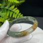Yellow Green Phantom Quartz Bangle 55MM Icy Translucent Multi-inclusions Ghost Crystal