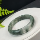 Phantom Quartz Bangle 54MM Icy Translucent Matte Green Multi-inclusions Ghost Crystal