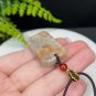 Fossilized Coral Pendant Necklace Icy Jadeification Bryozoan Ice Gray Orange Rectangle
