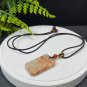 Fossilized Coral Pendant Necklace Icy Jadeification Bryozoan Ice Gray Orange Rectangle
