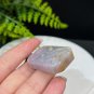 Fossilized Coral Pendant Necklace Icy Jadeification Bryozoan Old Mine Rectangle Gray Purple Yellow