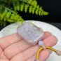 Fossilized Coral Pendant Necklace Icy Jadeification Bryozoan Old Mine Rectangle Gray Purple Yellow