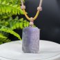 Fossilized Coral Pendant Necklace Icy Jadeification Bryozoan Old Mine Purple Gray
