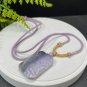 Fossilized Coral Pendant Necklace Icy Jadeification Bryozoan Old Mine Purple Gray