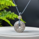 Blue Gray Fossilized Coral Pendant Necklace Icy Jadeification Lace Flowers Small Peace Buckle Donut