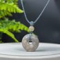 Blue Gray Fossilized Coral Pendant Necklace Icy Jadeification Lace Flowers Small Peace Buckle Donut