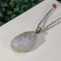 Yanyuan Agate Teardrop Pendant Matte Gradient Cyan White Hand Carved Carp & Peony &ccedil;��&aelig;&ordm;�&ccedil;��&ccedil;��