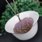 Yanyuan Agate Vintage Classic Ruyi Lock Pendant Matte Gradient Brown Red Hand Carved Peony Butterfly