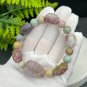 Yanyuan Agate Bracelet Matte Colorful Hand Carved Mermaid Lotus with Alashan Agate Beads