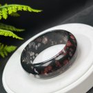 Black Plum Blossom Jade Bangle 60MM Crystallization Red White Flowers Pattern