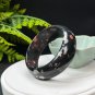 Black Plum Blossom Jade Bangle 60MM Crystallization Red White Flowers Pattern