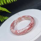 Rare Cinnabar Raw Ore Bangle 51MM Red White Gradient