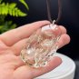 Citrine Pendant Necklace Icy Transparent Clarity Hand Carved Nine Tailed Fox Fairy Lemon Yellow