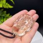 Citrine Pendant Necklace Icy Transparent Clarity Hand Carved Nine Tailed Fox Fairy Lemon Yellow