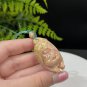 Yellow Fossilized Coral Pendant Jadeification Kaleidoscope Phoenix Tail Carved Cute Fat Cat