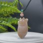 Pink Fossilized Coral Pendant Necklace Jadeification Sunflower Hand Carved Cute Fat Cat