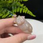 Pink Fossilized Coral Pendant Necklace Jadeification Sunflower Hand Carved Cute Fat Cat