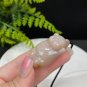 Pink Fossilized Coral Pendant Necklace Jadeification Sunflower Hand Carved Cute Fat Cat