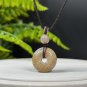 Beige Fossilized Coral Pendant Necklace Jadeification Kaleidoscope Pattern Small Peace Buckle Donut