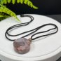 Fossilized Coral Pendant Necklace Jadeification Cameo Brown Purple Chunky Round