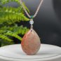 Teardrop Fossilized Coral Pendant Necklace Jadeification Orange Pink Bi-color Lemon Blossom