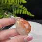 Teardrop Fossilized Coral Pendant Necklace Jadeification Orange Pink Bi-color Lemon Blossom