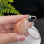 Teardrop Fossilized Coral Pendant Necklace Jadeification Orange Pink Bi-color Lemon Blossom
