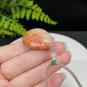 Teardrop Fossilized Coral Pendant Necklace Jadeification Orange Pink Bi-color Lemon Blossom